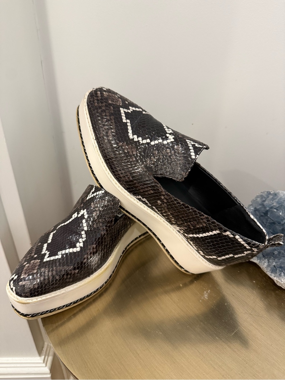 Karl Lagerfeld Brea Platform Loafer in Snakeskin Leather